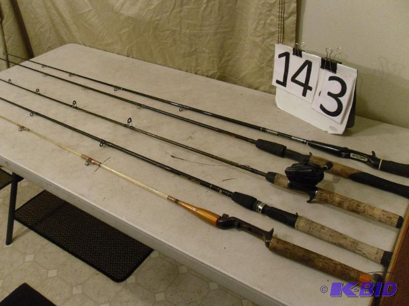 lot 143 image: Lot of 5 Fishing Rods and 1 Reel. One looks v...
