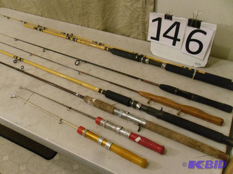 lot 146 image: Lot of 7 Assorted Fishing Rods. 2 are ice fis...