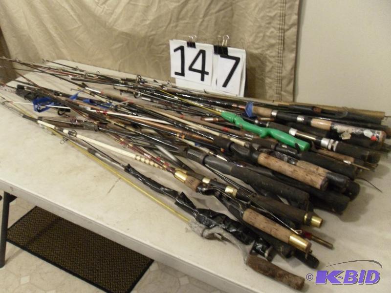 lot 147 image: Large Lot of Assorted Fishing Rods, Parts, Pi...