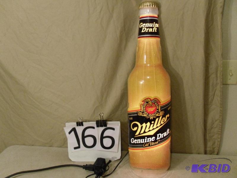 lot 166 image: Miller Genuine Draft Light Up Beer Bottle Wal...