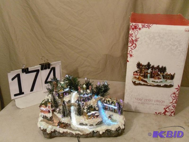 lot 174 image: 9" Fiber Optic Christmas Village with Bo...