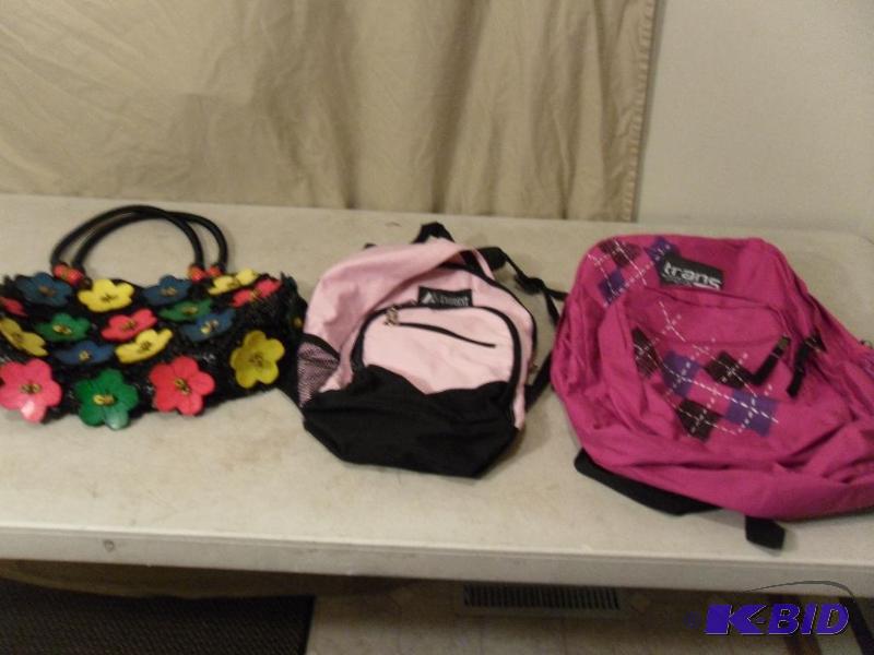 lot 184 image: 2 Backpacks and Purse. Pink Jansport appears ...
