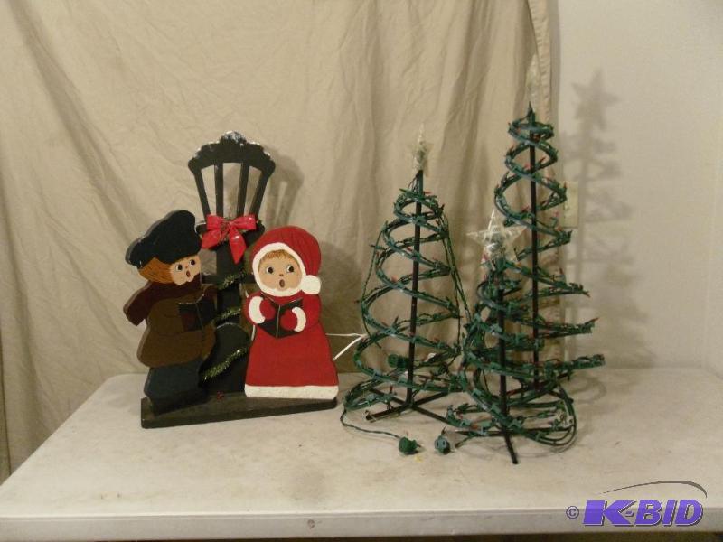 lot 188 image: Lot of 3 Light Up Christmas Trees and Light U...