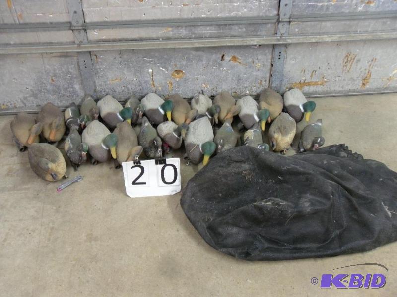 lot 20 image: Lot of 24 Assorted Duck Decoys in Bag. ...