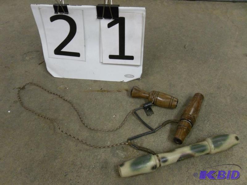 lot 21 image: Lot of 3 Assorted Duck Calls. 2 are Big River...