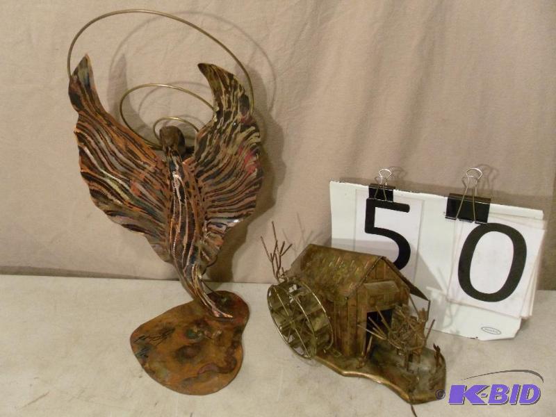 lot 50 image: Lot of 2 Copper Figures. One is an Angel tha...