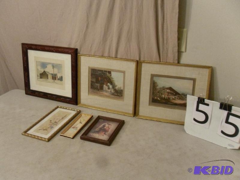 lot 55 image: Lot of Framed Items. One is an original water...
