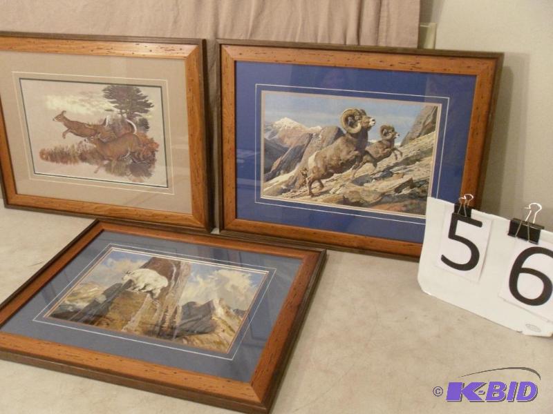 lot 56 image: Lot of 3 Framed Kuhn Prints. White Tail Deer ...