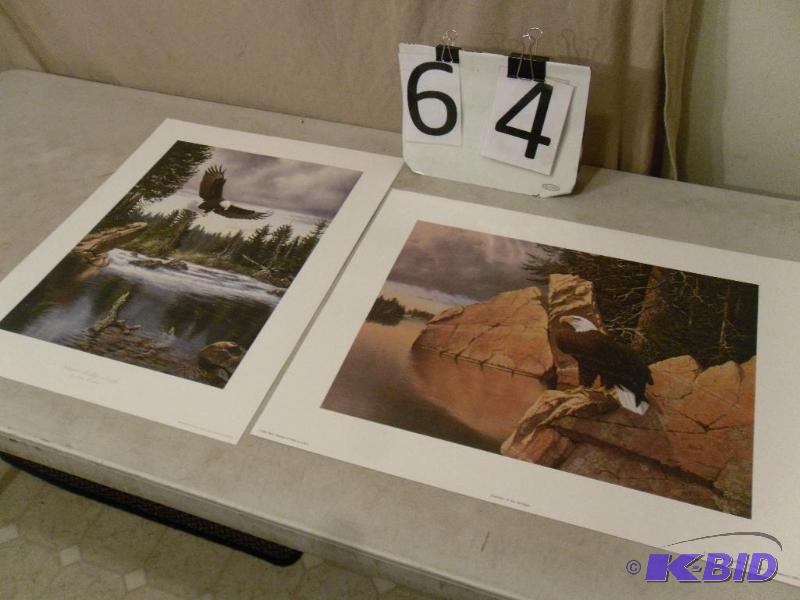 lot 64 image: 2 Eagle Prints by Derk Hansen. Guardian of th...