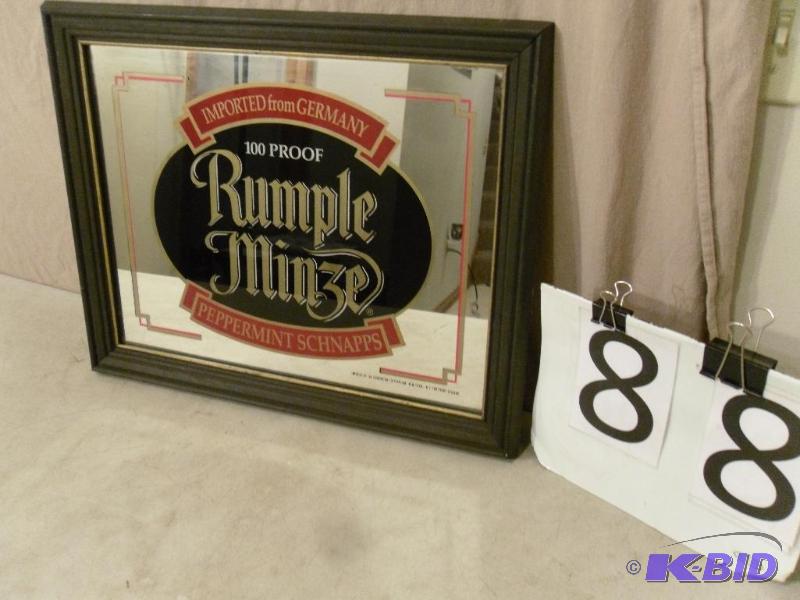 lot 88 image: Framed Rumple Minze&nbspSchnapps Mirror. Mea...