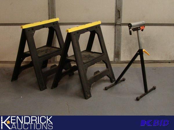 Lot of 2 Saw Horses, and Roller Extention