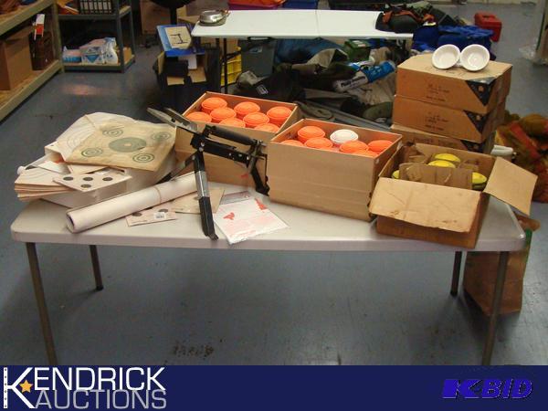 Lot of Clay Pigeons, Monkey Dishes, and Clay Pigeon Target Thrower