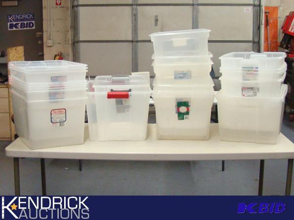 Lot of 23 Clear Plastic Totes