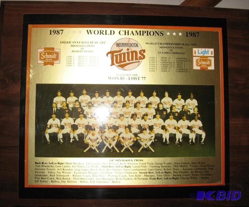 1987 Minnesota Twins World Champions Healy Plaque