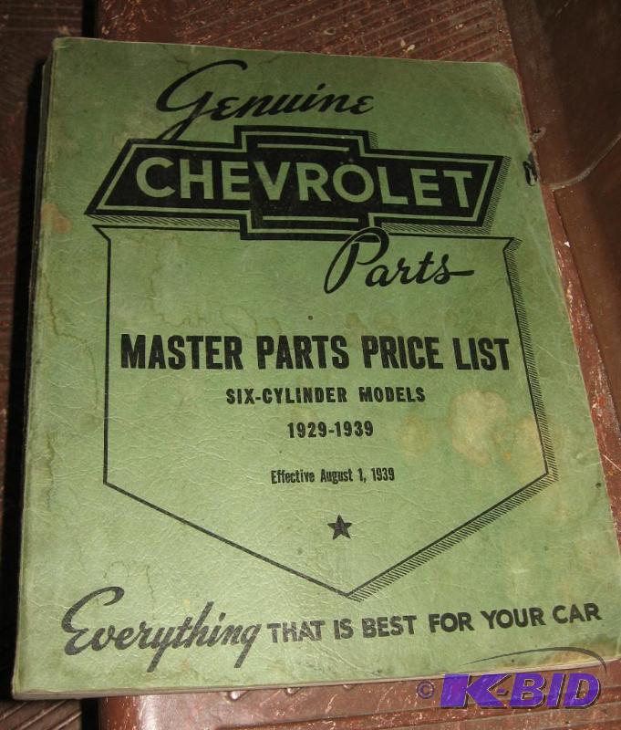 lot 052 image: 1929-1939 Genuine Chevrolet Parts and Master Price List