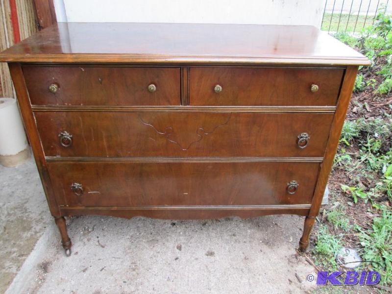 Antique wood dresser on wheels- 44.5&quot wi...