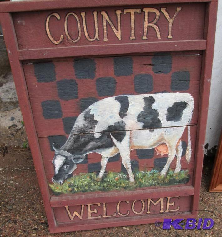 Frame- cow &quotCountry Welcome&quot 23&quo...