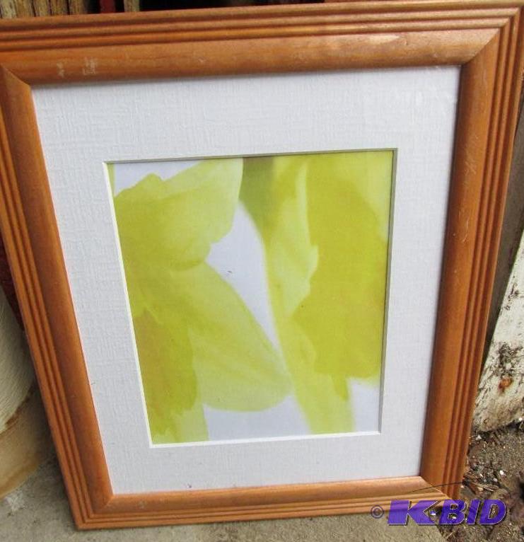 framed art work yellow and white 14&quotx17&...