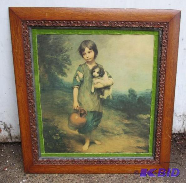 framed print- a kid and a puppy 29&quotx31&q...