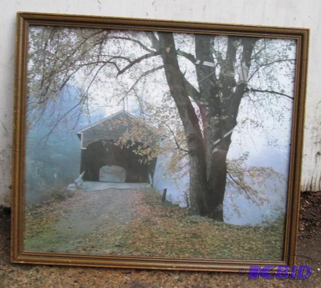 framed print old covered bridge scene 17&quot...