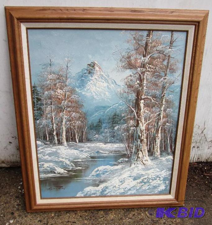 framed artwork- mountain stream scene 29&quot...
