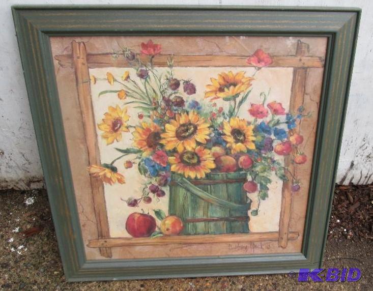 framed artwork - bucket full of flowers 17&qu...