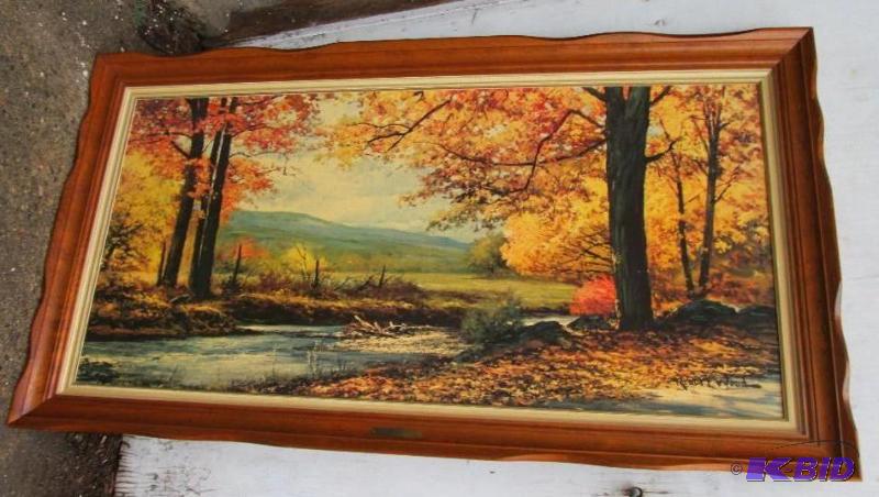 framed artwork- fall scene 53&quotx29&quot...