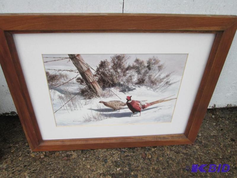 framed artwork phesants 16&quotx21&quot...
