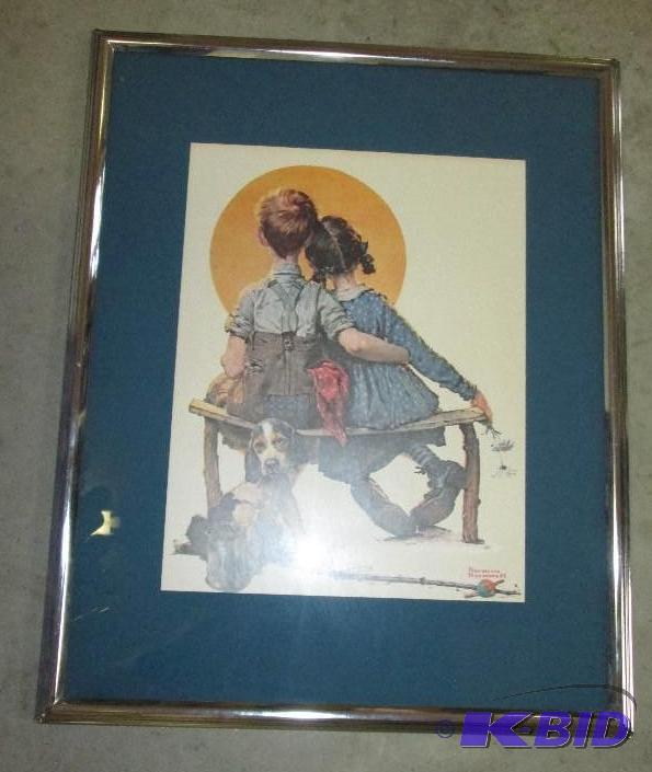 framed print boy, girl and puppy 20&quotx16&...