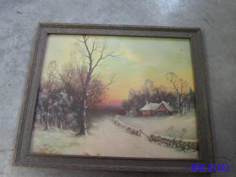 framed snowy road 11&quotx 10&quot...