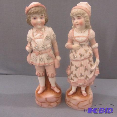 lot 14 image: Antique Bisque Statues