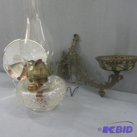 lot 3 image: Kerosene Lamp, Wall Brkt