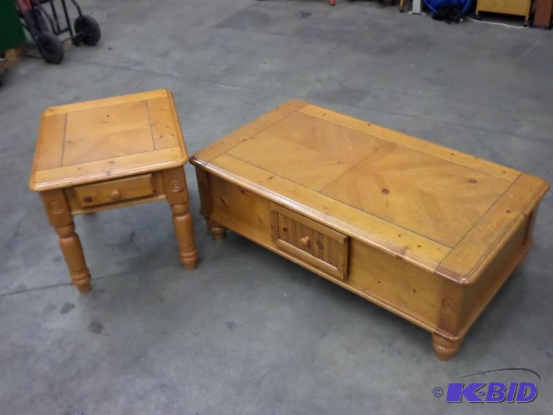 lot 106 image: Nice Matching Solid Wood Coffee & End Tab...