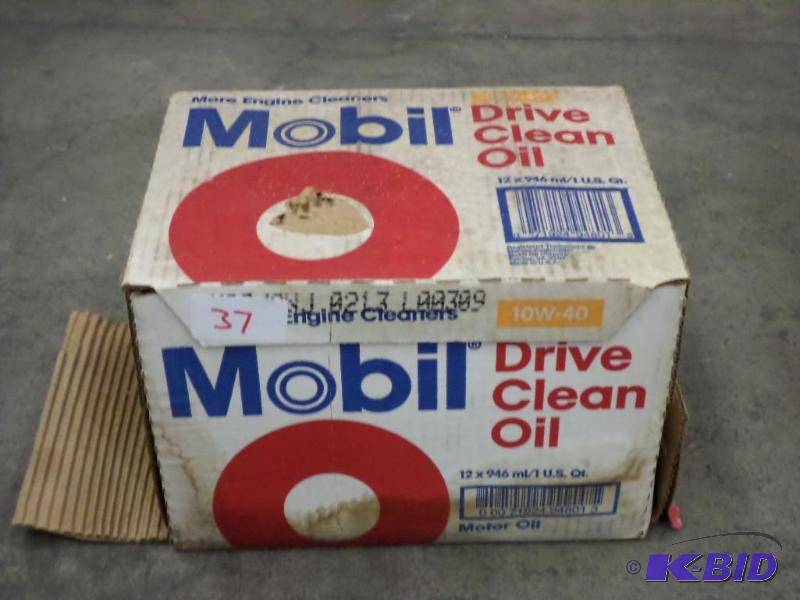 lot 37 image: (1) Case Mobil 10W-40 Motor Oil (12 Quarts)...