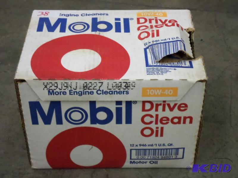lot 38 image: (1) Case Mobil 10W-40 Motor Oil (12 Quarts)...