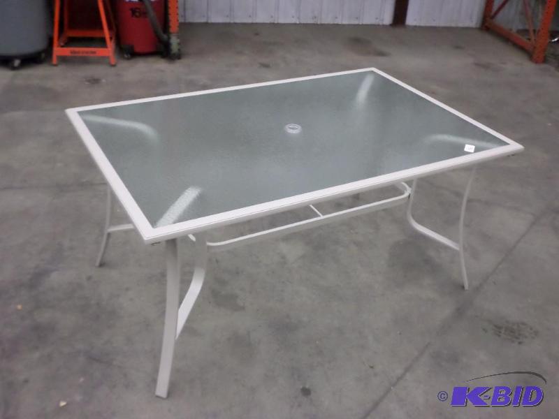 lot 46 image: New 36&quotx60" Steel Framed Patio Tabl...