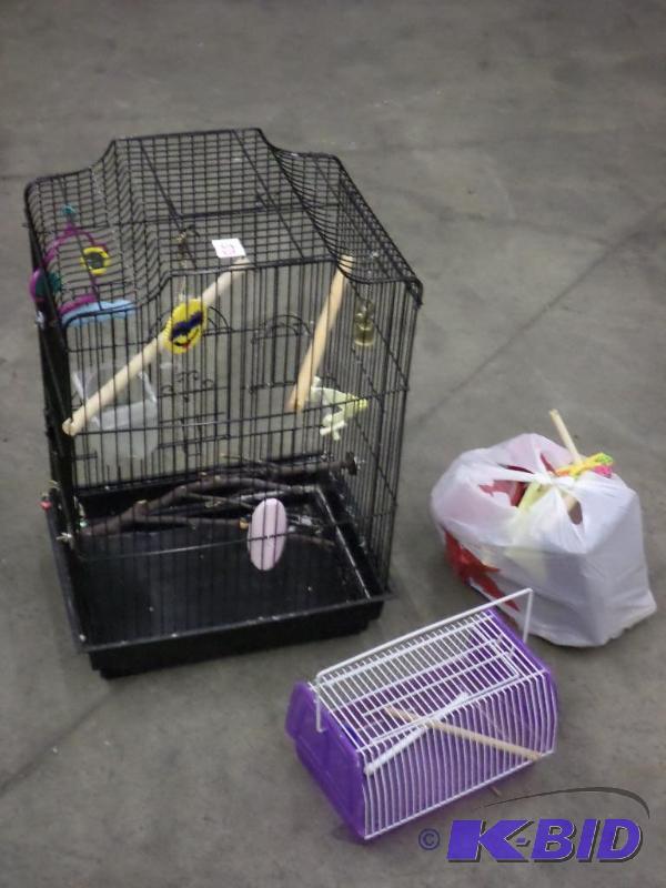 lot 50 image: (1) Parrot & (1) Hampster Cage & (1) ...