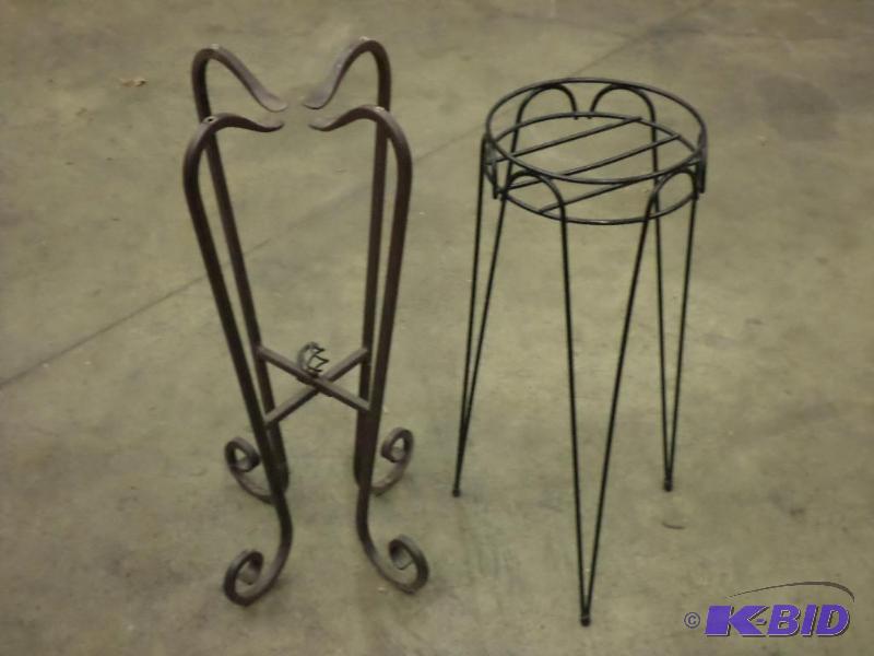 lot 51 image: (2) Steel Flower Pot Holders...