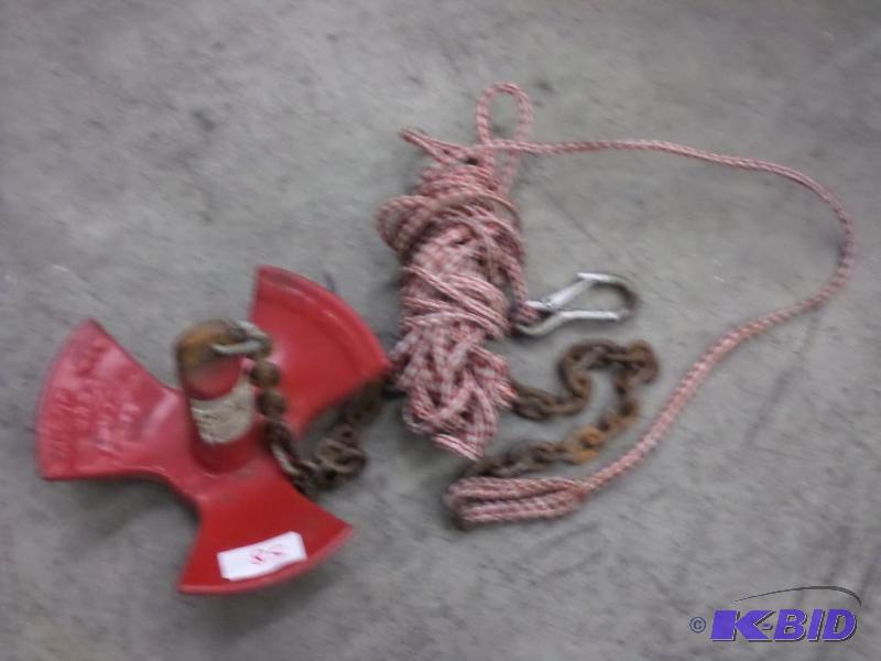 lot 58 image: Rubber Coated Boat Anchor With Rope...
