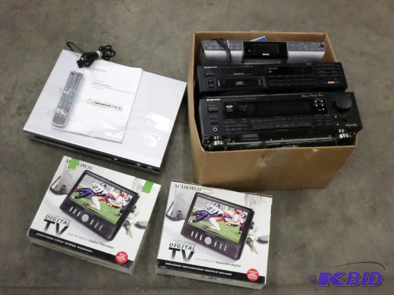 lot 67 image: Box Lot Misc Stereo Recievers, Portable T.V....