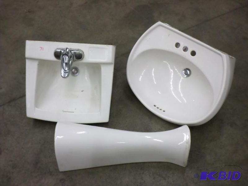lot 71 image: (1) Pedastal Sink & (1) Wall-Mount Sink...