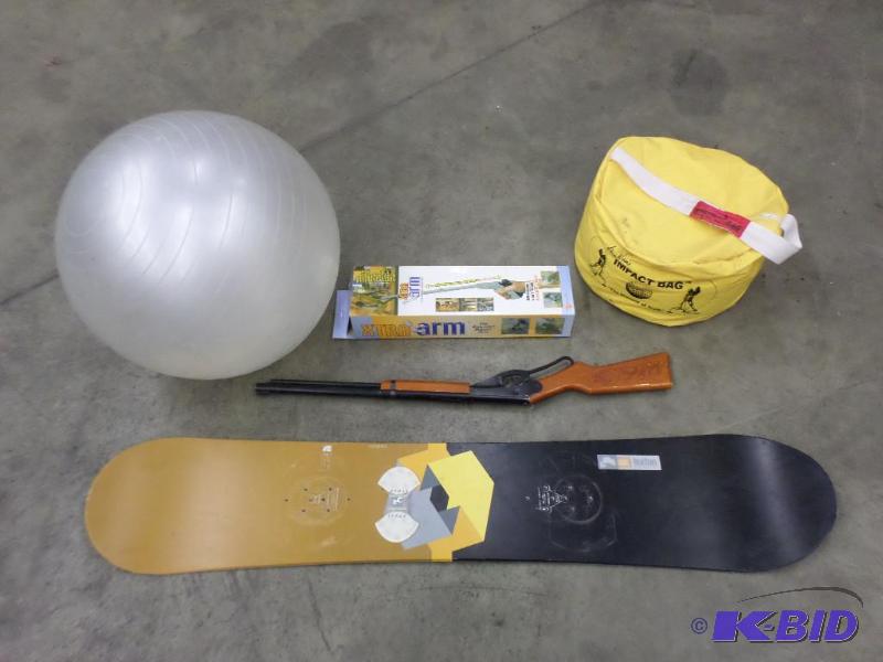 lot 73 image: Lot Of Snowboard, BB-Gun, Exercise Ball, Gol...