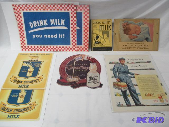 lot 00049 image: Lot of Vintage Milk Advertisements Ads Dairy