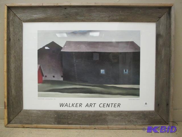 lot 29 image: Framed Georgia OKeeffe Exhibition Poster Walker Art Center