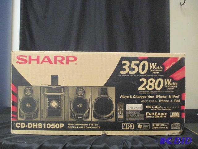 lot 39 image: Brand New in Box Sharp Stereo Home Audio Boombox Ipod CD