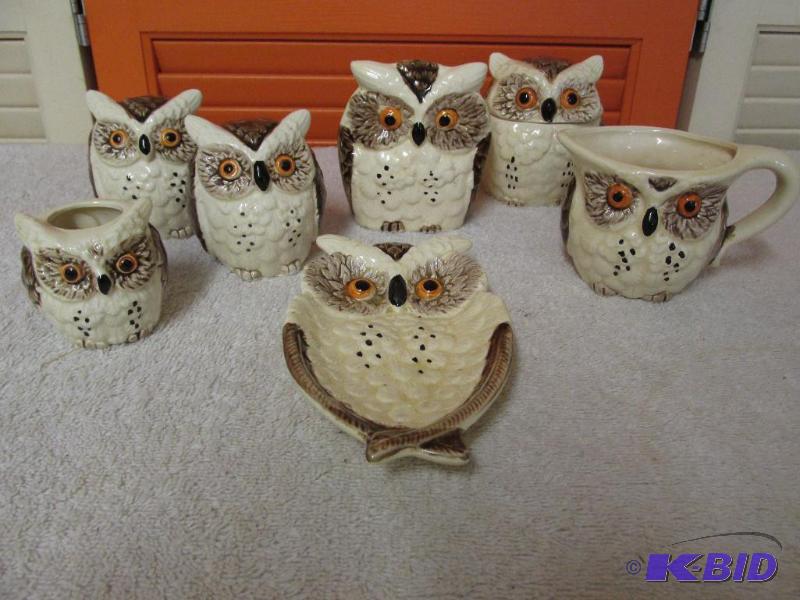 Vintage (1960s) 7-piece Owl Set