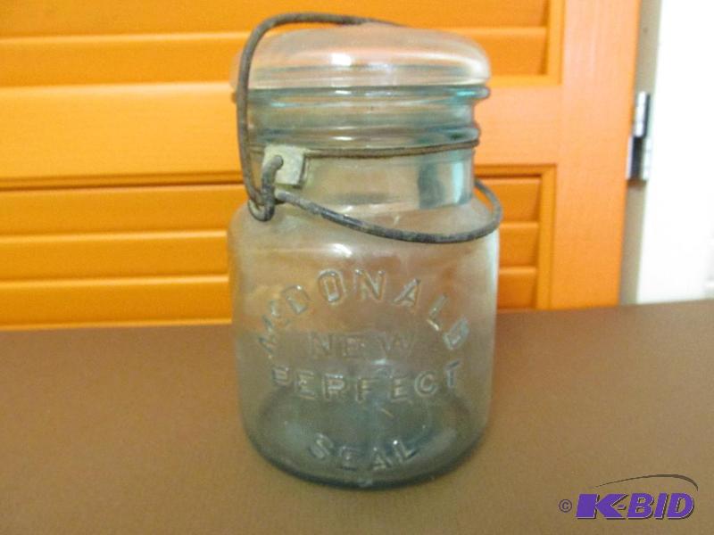 Rare, Vintage McDonald Glass Canning Jar with Bale.
