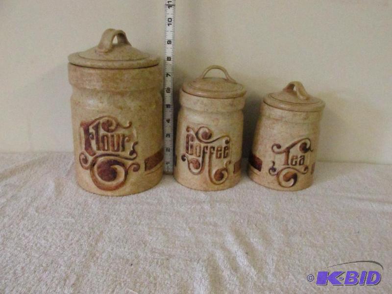 Three Piece Canister Set.  By Pottery Craft