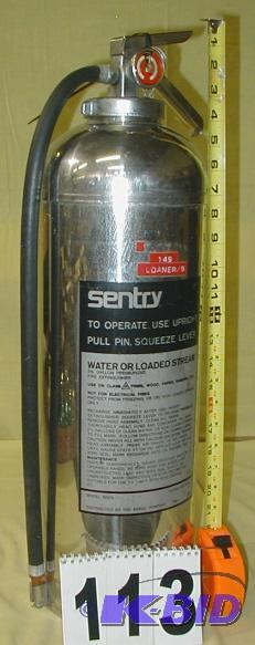 lot 113 image: Large Stainless Steel Fire Extinguisher This ...