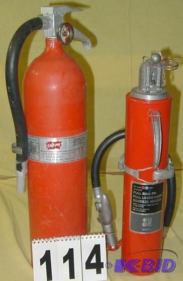 lot 114 image: Pair of Fire Extinguishers On the left is a P...
